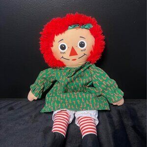 Vintage Playskool Raggedy Ann 1989 Original Doll Christmas Edition Candy Cane